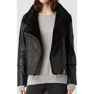 ALLSAINTS Bayes Shearling Leather Biker Jacket